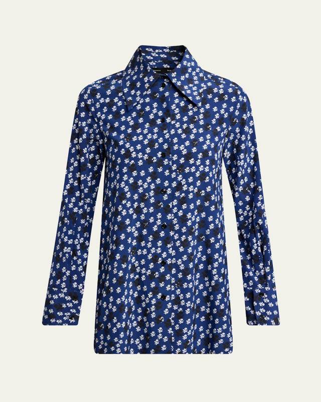 Emmeline Floral Print Silk-Blend Shirt